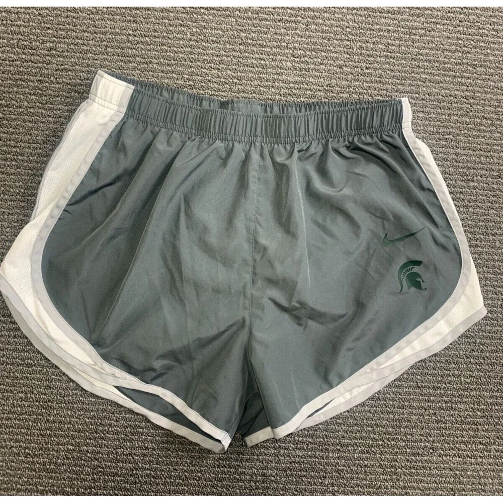 Nike Michigan State Spartans Running Shorts Womens Large Gray NCAA Dri-FIT Lined